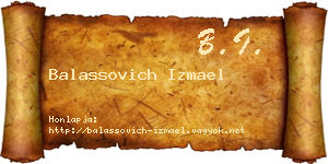 Balassovich Izmael névjegykártya